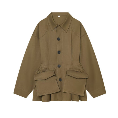 Women's short jacket in utility style with a loose fit and large flap pockets EVA-US