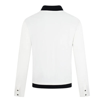 Men's long-sleeve polo shirt with asymmetrical button placket and contrasting collar EVA-US