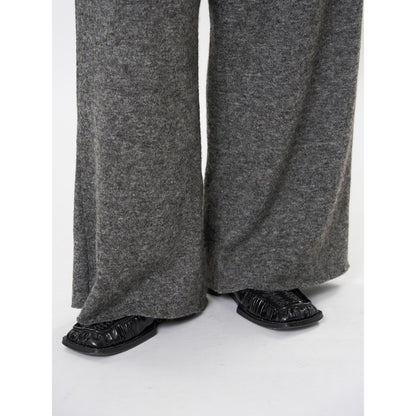 Women's Oversized Knit Set with Boxy Short Sleeve Sweater and Wide High-Waist Palazzo Pants EVA-US