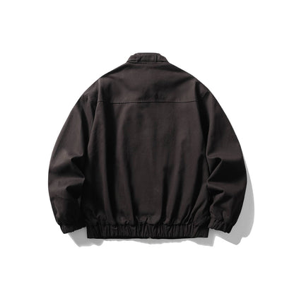 Men's Short Cut Functional Canvas Blouson Jacket with High Stand-Up Collar EVA-US