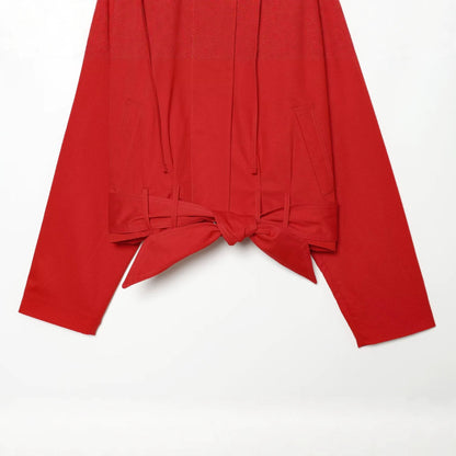 Women's Cropped Trench Coat with Waist Tie Belt and Boxy Silhouette EVA-US