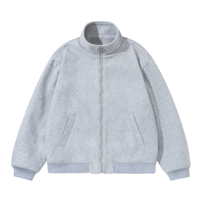 Unisex Short Cut Boxy Wool Blend Blouson with Stand Collar EVA-US