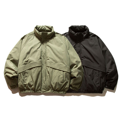Men's Quilted Boxy Bomber with High Stand Collar and Elastic Hem EVA-US