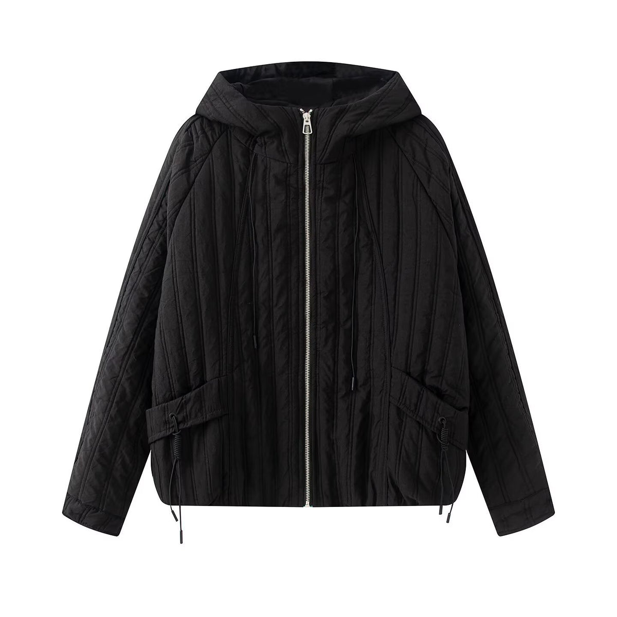 Women's padded jacket with hood, drawstring and loose fit EVA-US