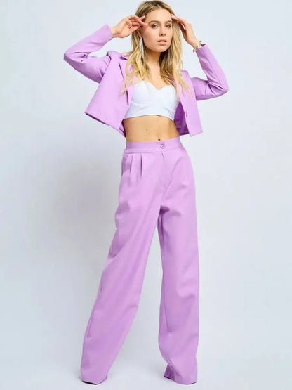 Women Two-Piece Set with Cropped Blazer