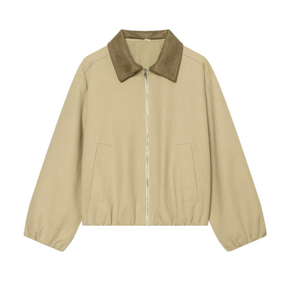 Ladies Boxy Field Blouson with Velour Collar and Elastic Hem EVA-US