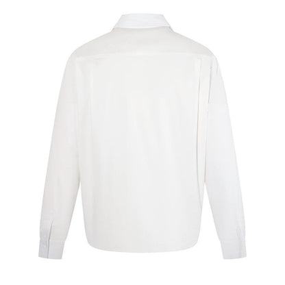 Women Elegant Blouse with concealed V-slit front, shirt collar and elastic hem