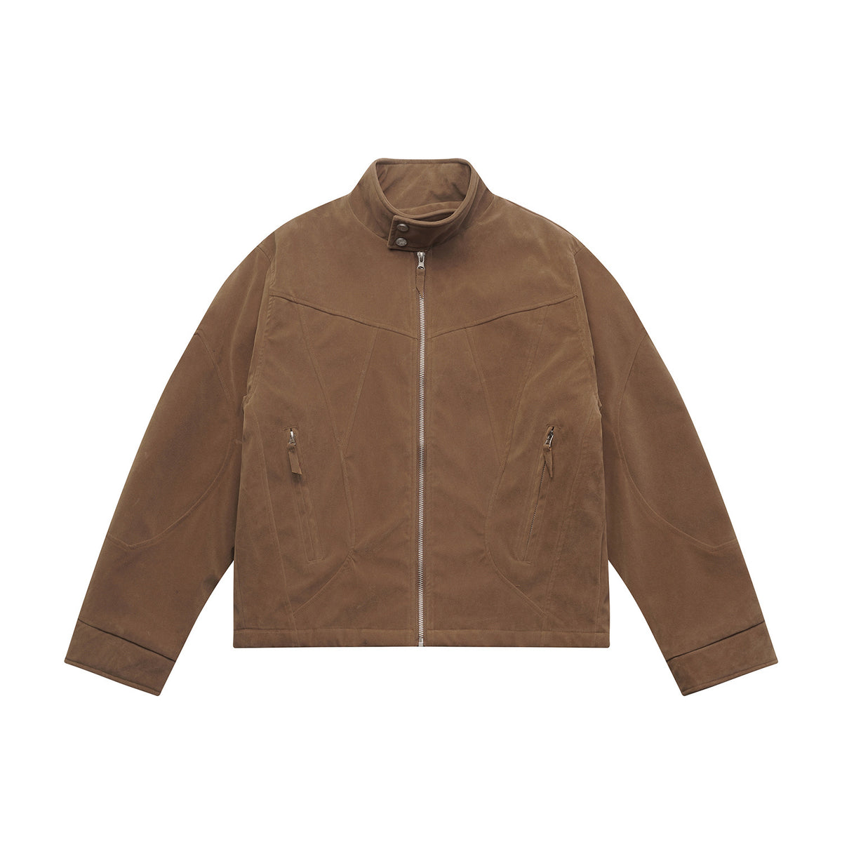 Men's short jacket made of velour suede with high collar and ergonomic seam design EVA-US