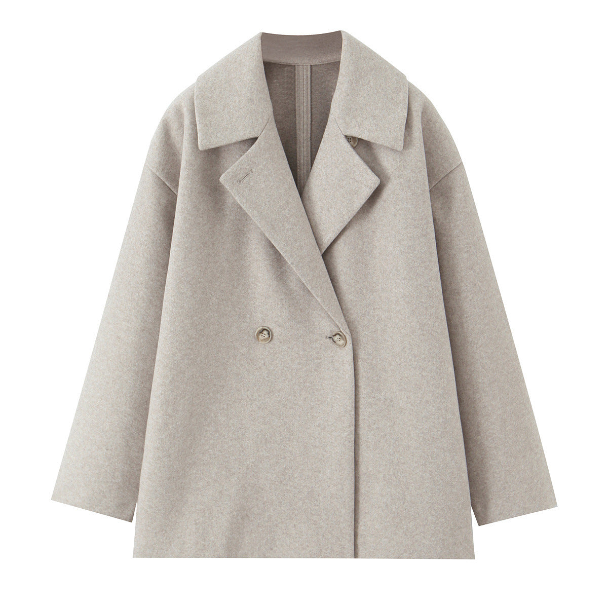 Women's Short-Cut Oversized Wool Blend Coat with Wide Shawl Collar EVA-US