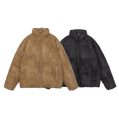 Men's Oversize Quilted Thermal Puffer Jacket with High Stand Collar EVA-US