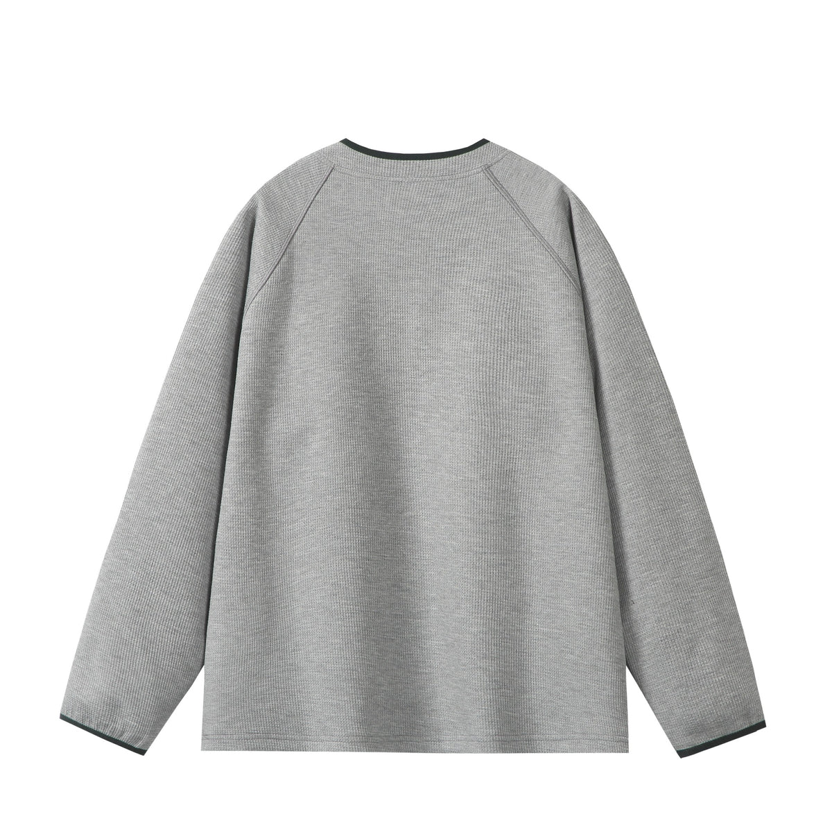 Unisex Relaxed-Fit Waffle Knit Half-Zip with Concealed Chest Pocket and Raglan Sleeves EVA-US