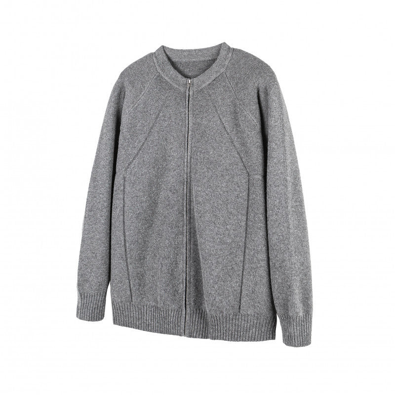 Unisex Boxy Knit Zip Jacket with Zipper and Structured Seam EVA-US