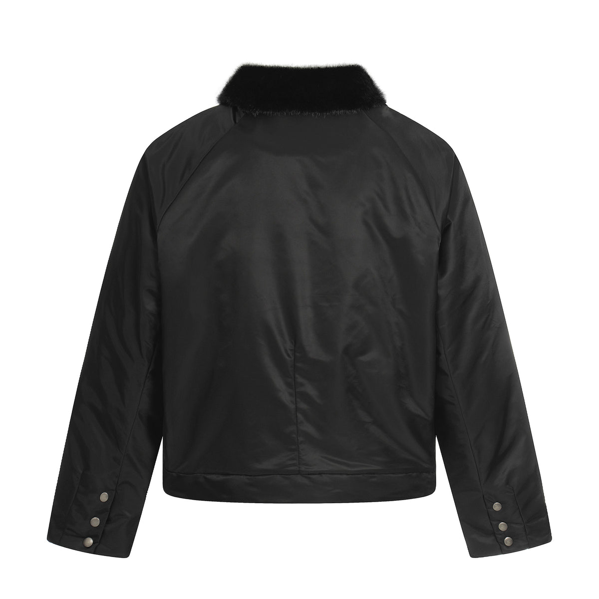 Women's Short Cut Quilted Blouson with Woven Fur Collar EVA-US