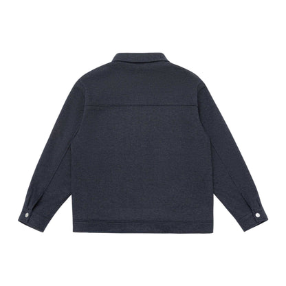 Men's Wool Blend Shacket with Zipper, Flap Pockets and Boxy Silhouette EVA-US