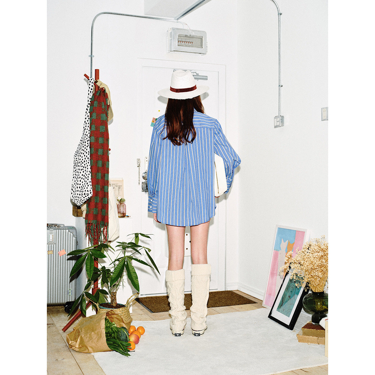 Women Boxy Shirt with Full Zipper, Kent Collar and Breast Pocket EVA-US