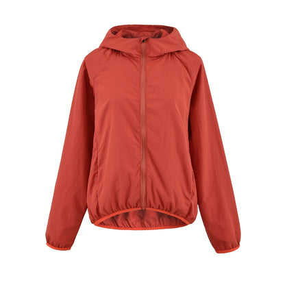 Women's Ultralight Hooded Windbreaker with Extended Back Hem and Elastic Hem EVA-US