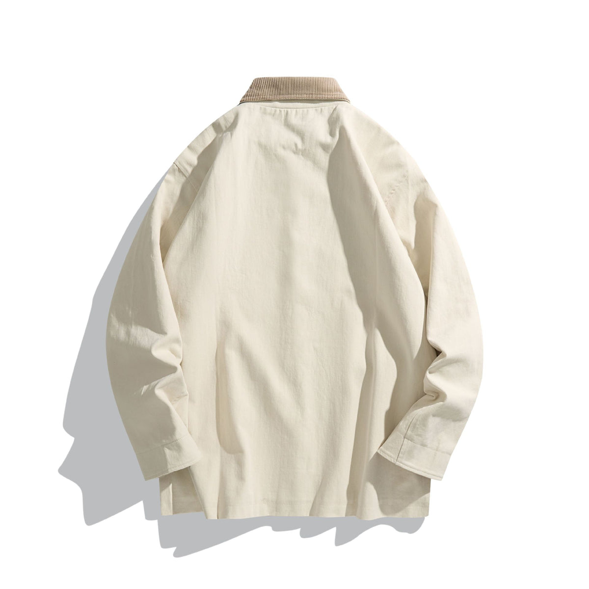 Unisex Short-Cut Boxy Canvas Jacket with Cord Collar, Snap Button Front and Utility Patch Pockets EVA-US