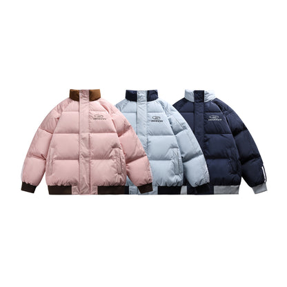 Unisex Short-cut padded bomber jacket with high stand-up collar and contrasting ribbed hems EVA-US