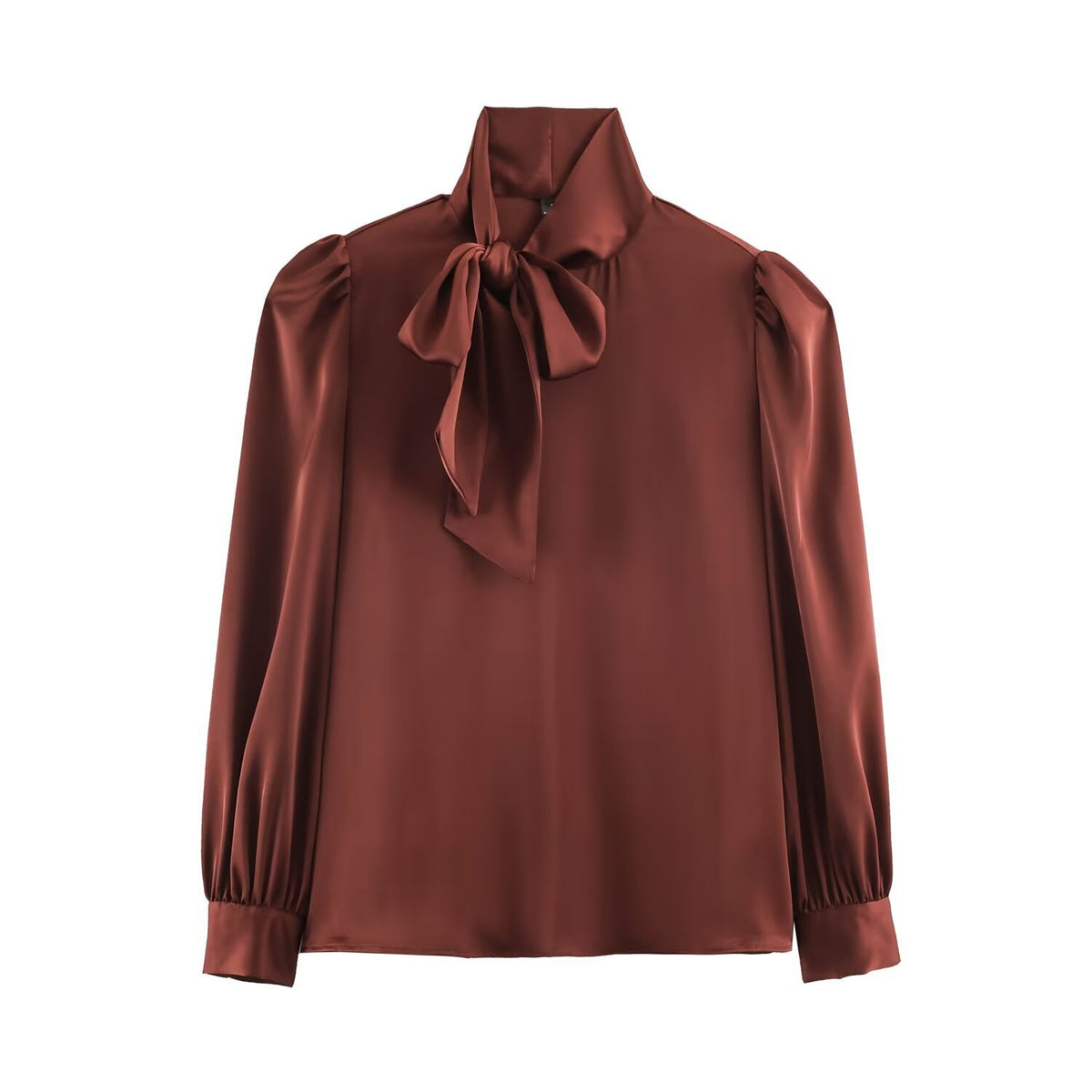 Ladies Two-Piece Satin Set with Bow Blouse and Pleated Culotte EVA-US