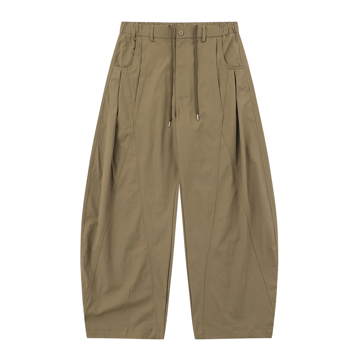 Women's High-Waist Cropped Cargo Pants with Quilted Panels and Drawstring