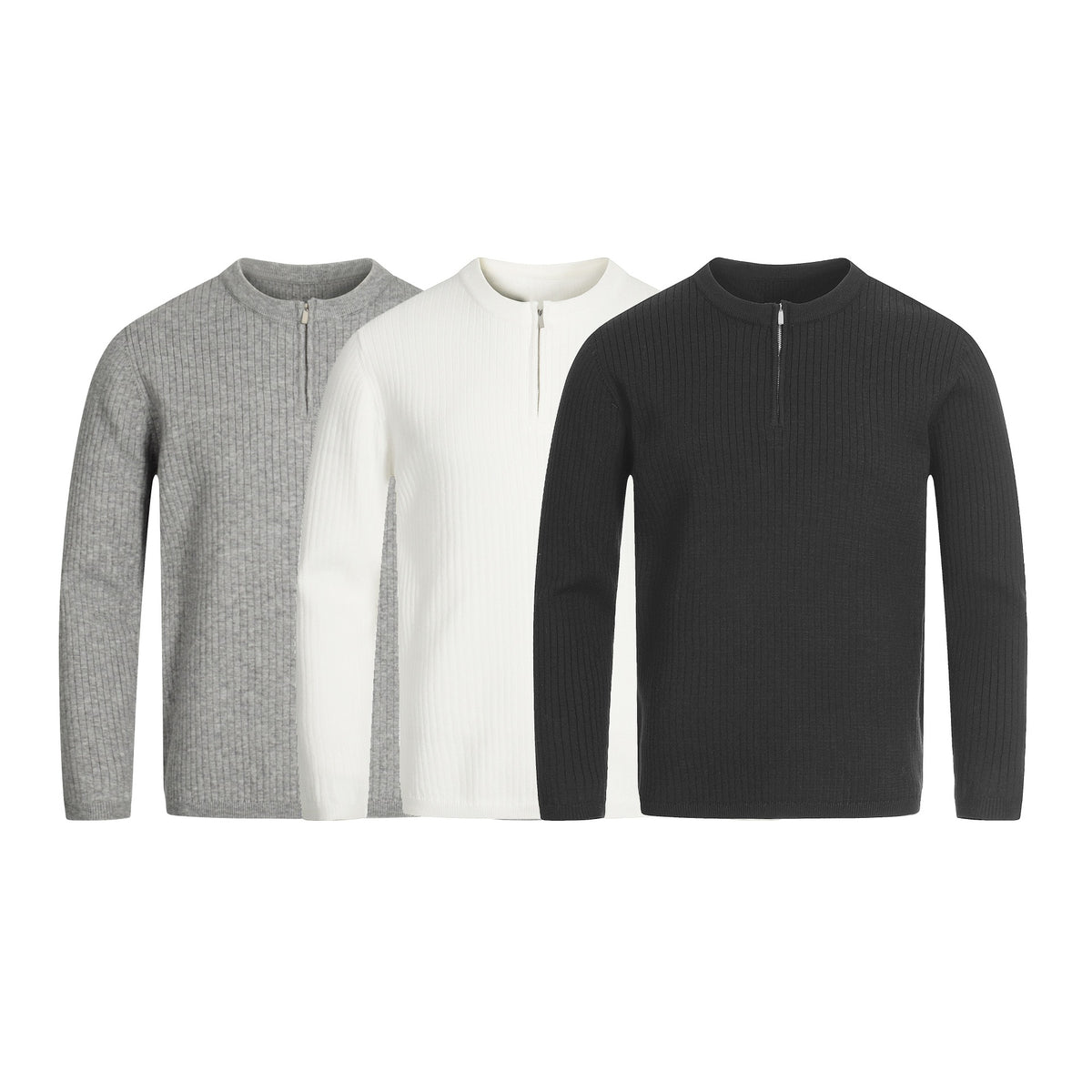 Unisex ribbed half-zip pullover with narrow silhouette and turtleneck EVA-US