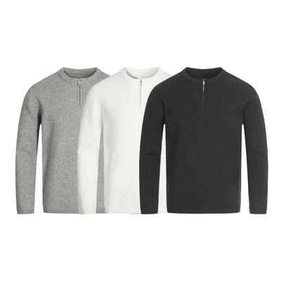 Unisex ribbed half-zip pullover with narrow silhouette and turtleneck EVA-US