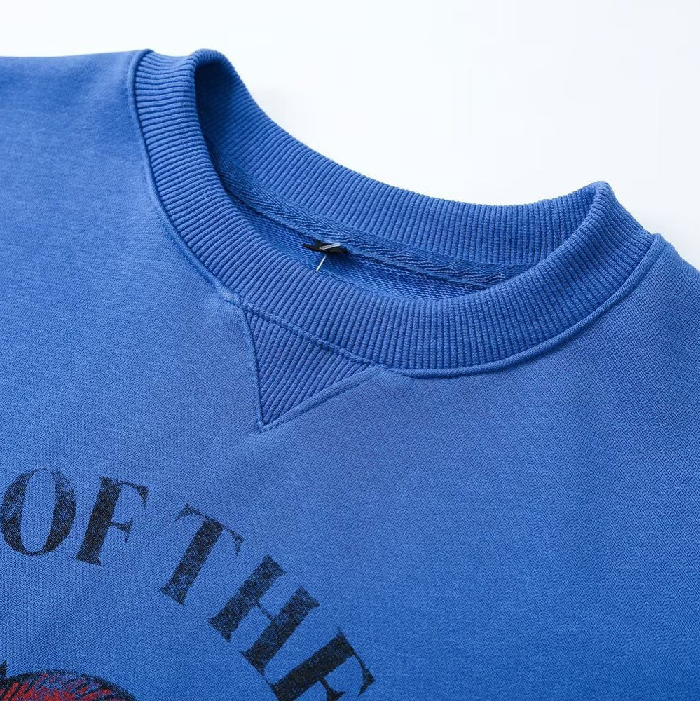 Women's Oversized Sweatshirt with Round Neck, vintage Fruit Print and softly brushed Cotton Fleece EVA-US