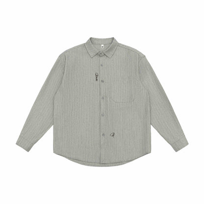 Unisex Oversized Shirt Jacket made of textured linen blend with chest pocket EVA-US