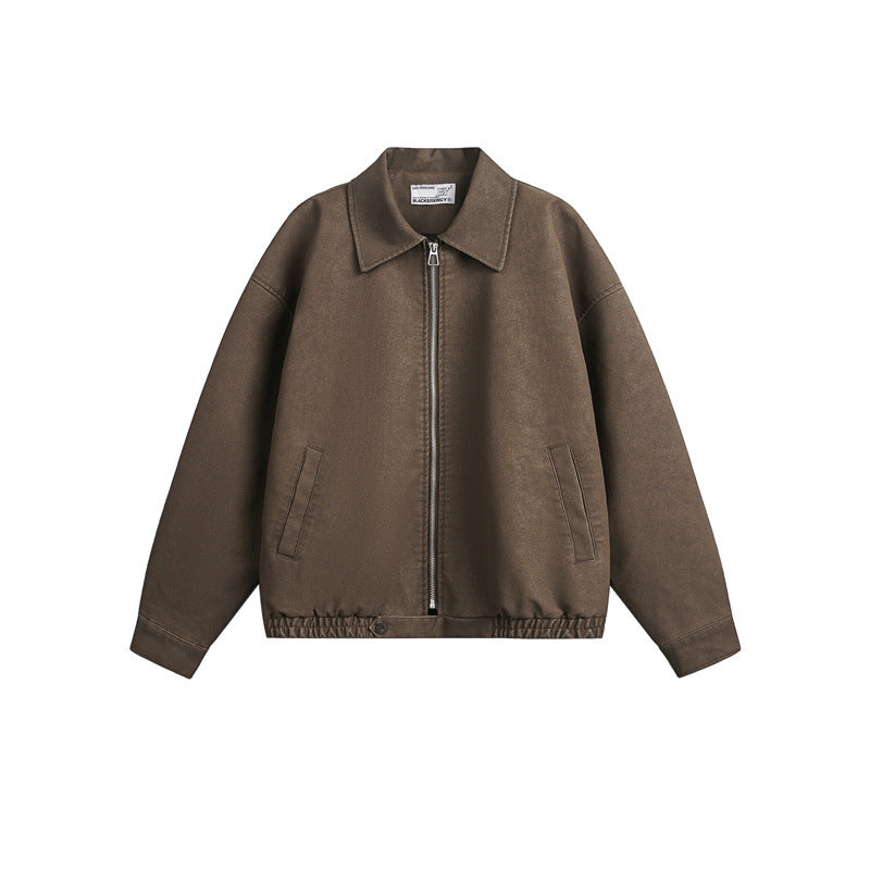 Unisex Boxy Blouson Jacket with Full Metal Zip and Shirt Collar EVA-US