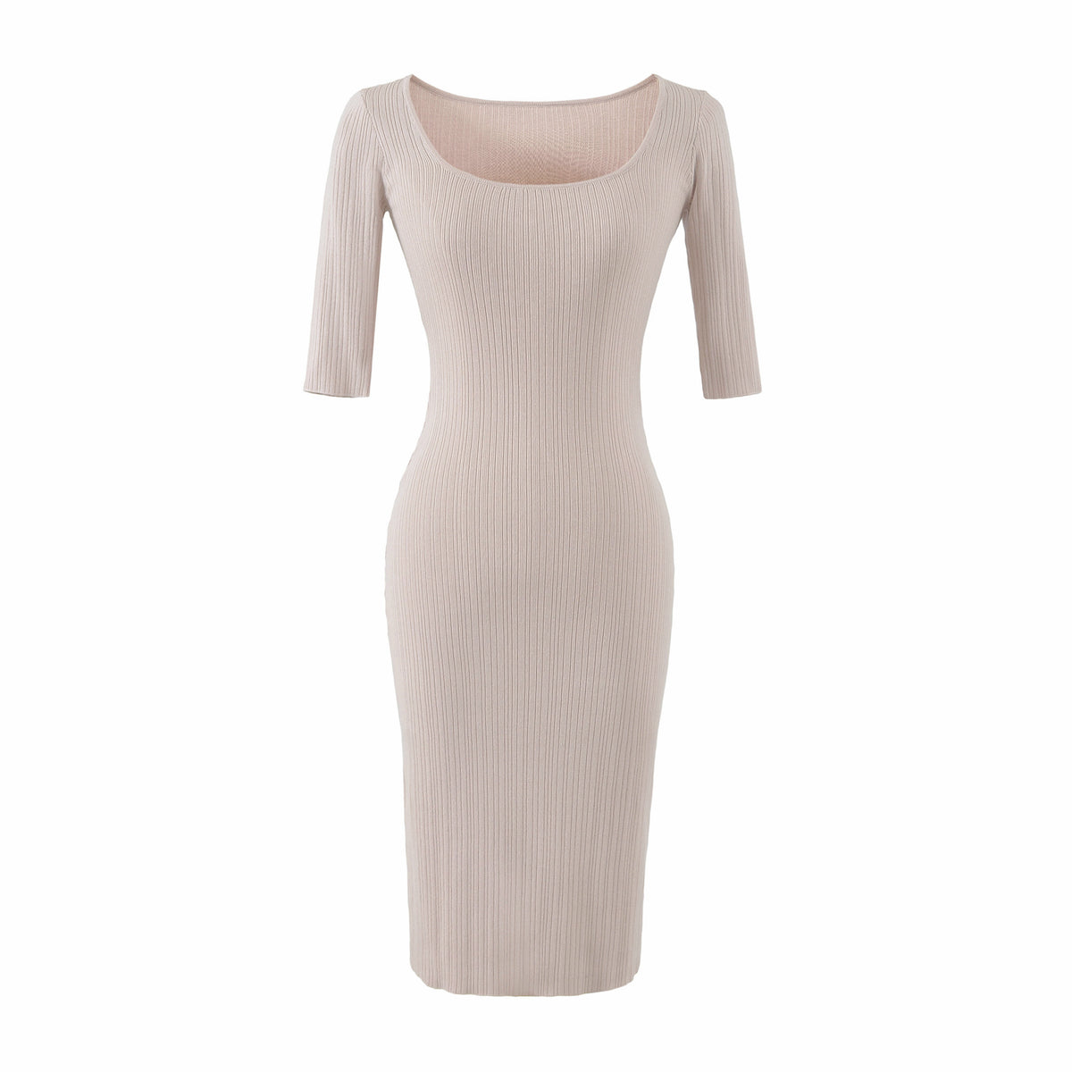 Women Figure-hugging ribbed Midi dress made of stretch knit EVA-US