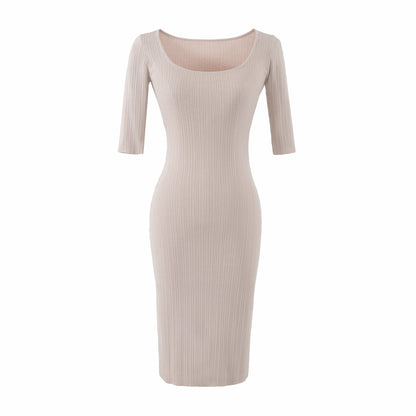 Women Figure-hugging ribbed Midi dress made of stretch knit EVA-US