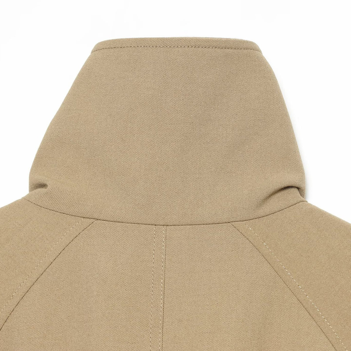Women Cropped Trench Coat with High Funnel Collar, Raglan Sleeves and Drawstring Waistband EVA-US