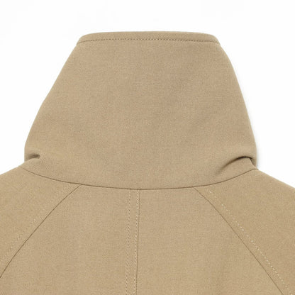Women Cropped Trench Coat with High Funnel Collar, Raglan Sleeves and Drawstring Waistband EVA-US