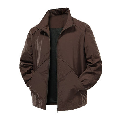 Men's Lightweight Technical Windbreaker with Mesh Lining and Stand-Up Collar EVA-US