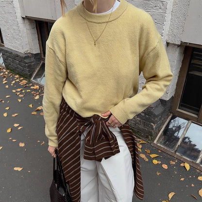 Women's Boxy Fine Knit Sweater with Raglan Sleeves and Ribbed Cuff EVA-US
