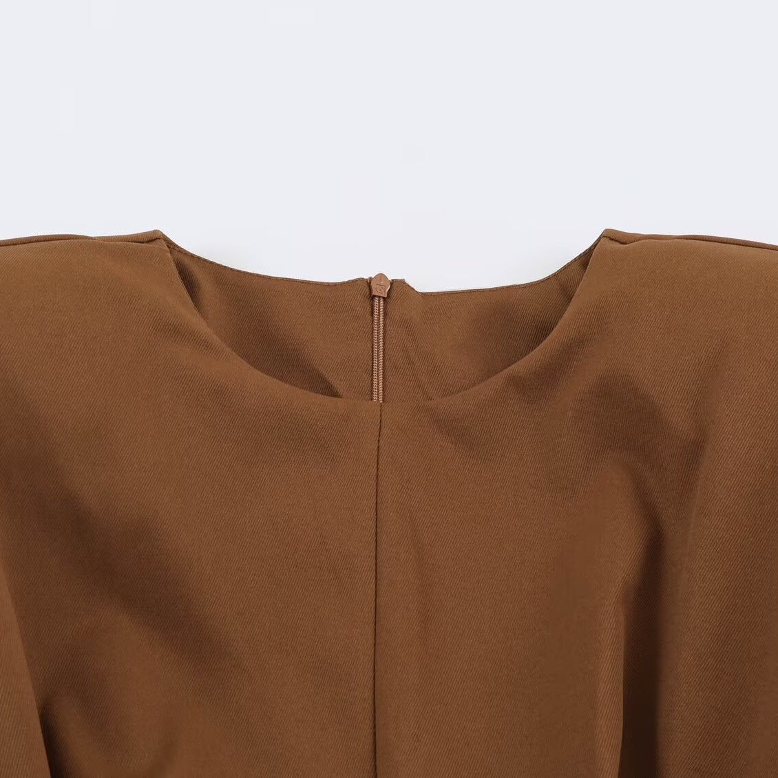 Women A-Line Midi Dress with High-Low Hem, Gathered Waist and Long Sleeves EVA-US