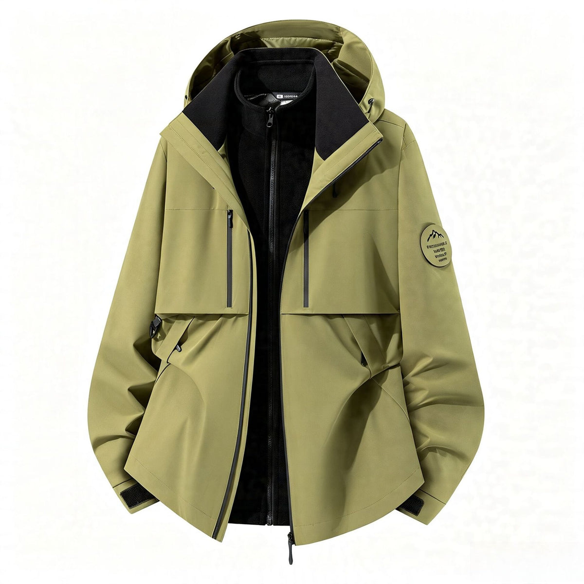 Men's three-layer softshell outdoor jacket with removable fleece lining and hood EVA-US