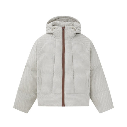 Unisex short-cut padded hoodie with fine check quilting EVA-US