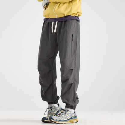 Men's Lightweight Tech Cargo Jog Pants made of Ripstop with Thigh Zipper and Elastic Hem EVA-US