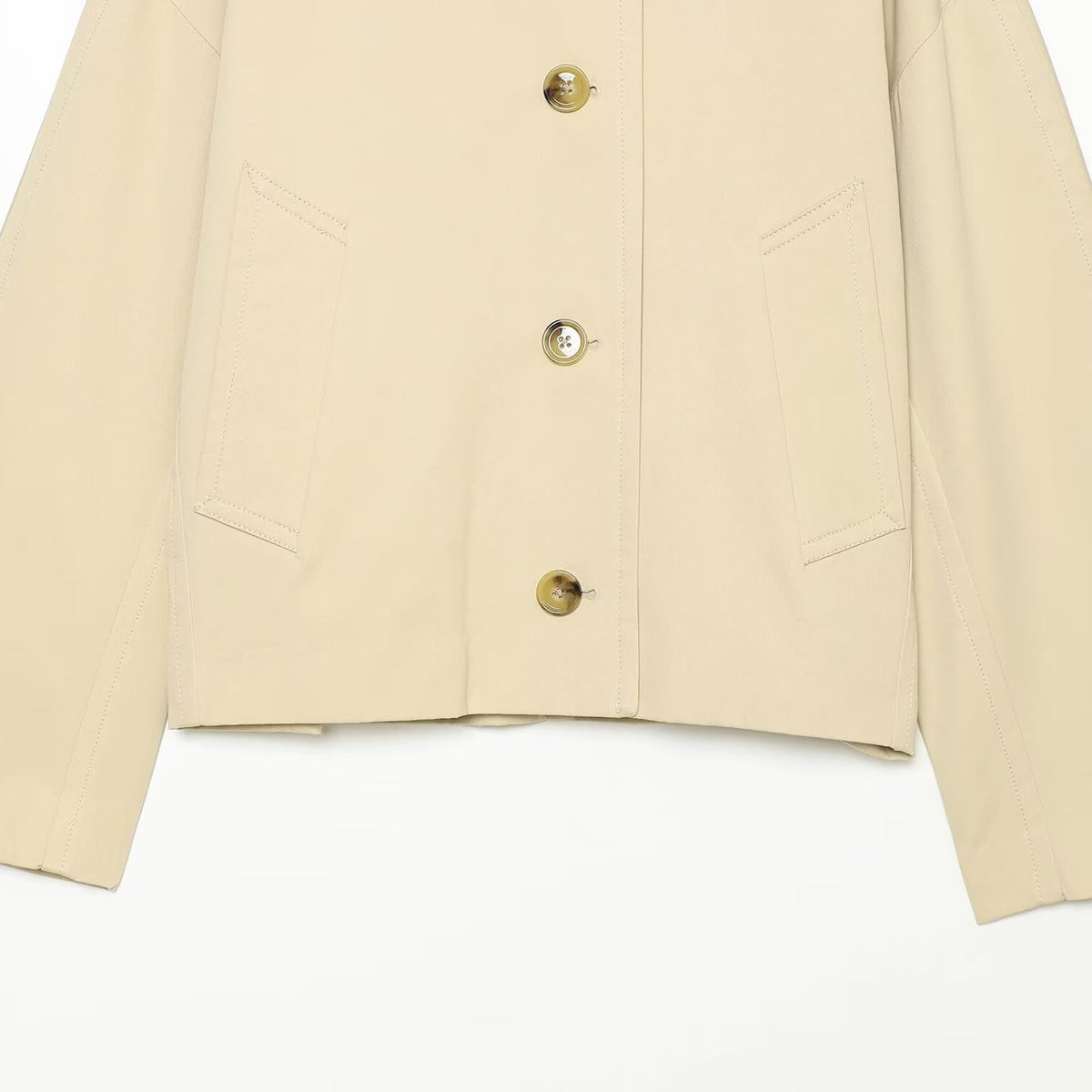 Women's Cropped Boxy Transitional Jacket with Large Shawl Collar and Patch Pockets EVA-US