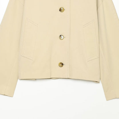 Women's Cropped Boxy Transitional Jacket with Large Shawl Collar and Patch Pockets EVA-US
