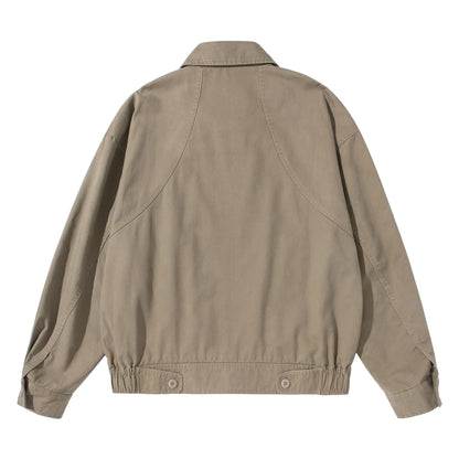 Unisex Short-Cut Utility Blouson with Shirt Collar and Elastic Hem EVA-US