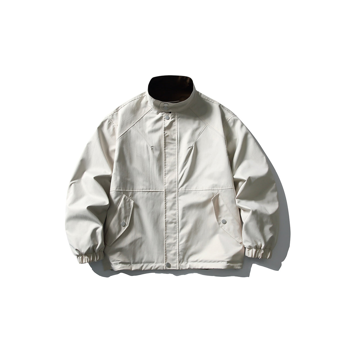 Unisex Lightweight wind and water-repellent oversized boxy jacket with stand-up collar and elastic hem EVA-US