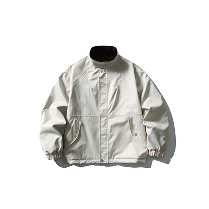 Unisex Lightweight wind and water-repellent oversized boxy jacket with stand-up collar and elastic hem EVA-US