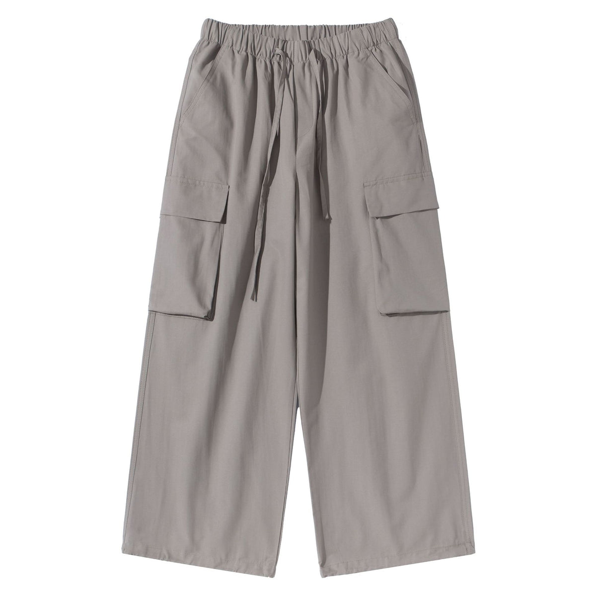 Women's Culotte Cargo Bermudas in Utility Look with Elastic Tunnel Drawstring Waist and Large Flap Pockets