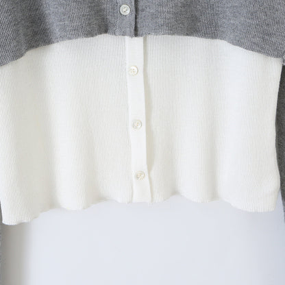 Ladies fine-knit bolero with integrated shirt panel and button details EVA-US