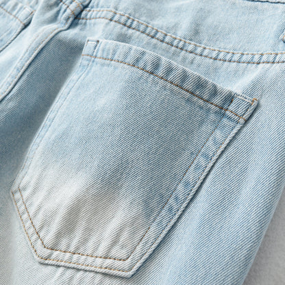 Women Highwaist Cropped Jeans with straight cut and wide leg EVA-US