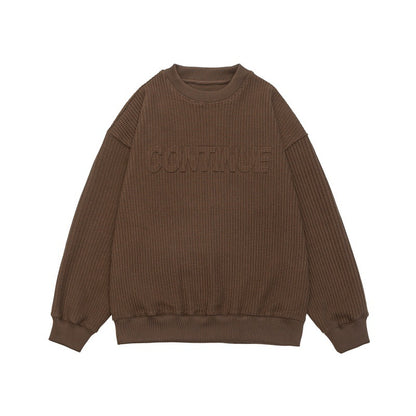 Unisex Boxy Knit Sweater with chunky ribbed texture and round neck EVA-US