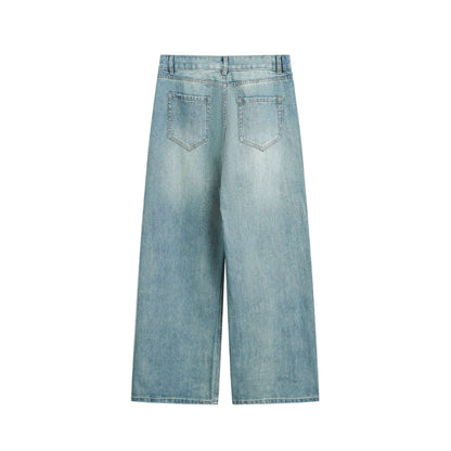 Women's high-waisted cropped jeans with wide leg, five-pocket, and vintage wash EVA-US