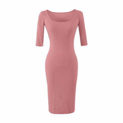 Women Figure-hugging ribbed Midi dress made of stretch knit EVA-US